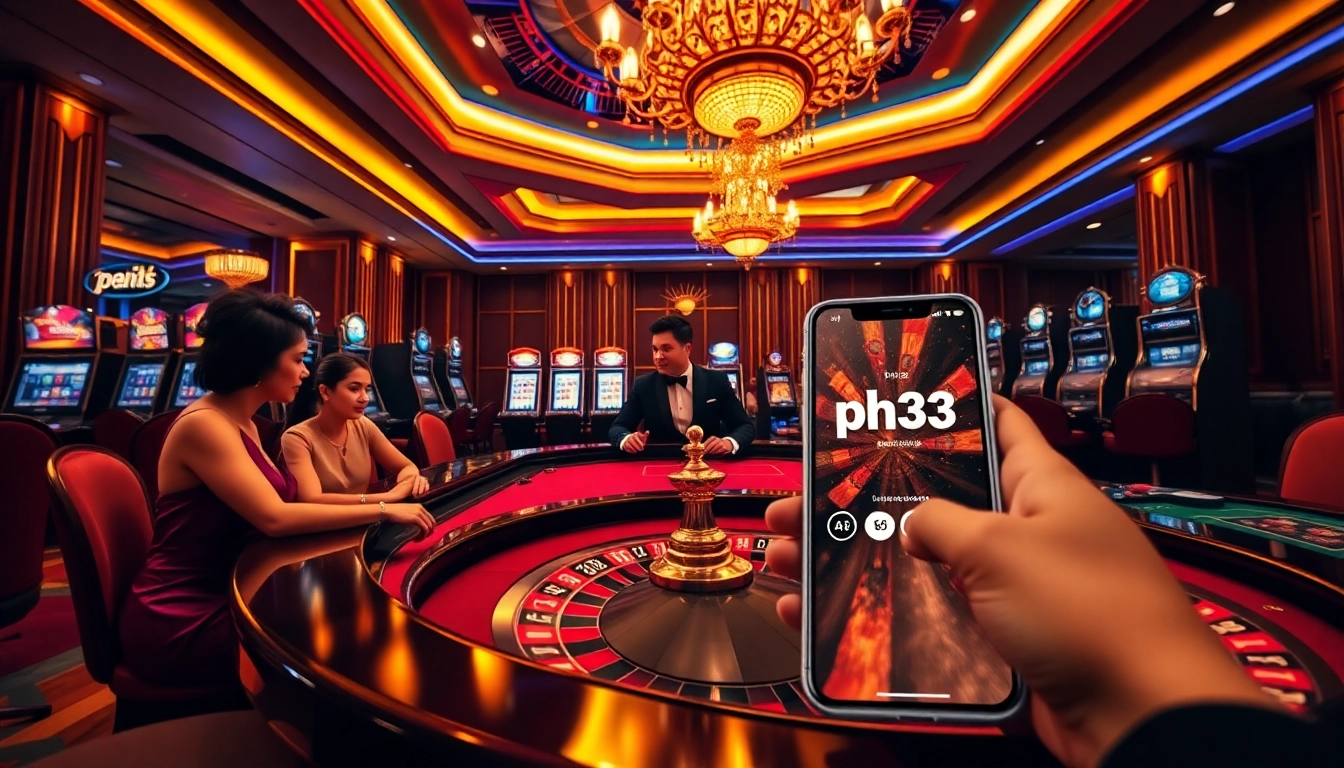 Experience the excitement of betting at ph33 casino with vibrant gaming elements and luxurious ambiance.