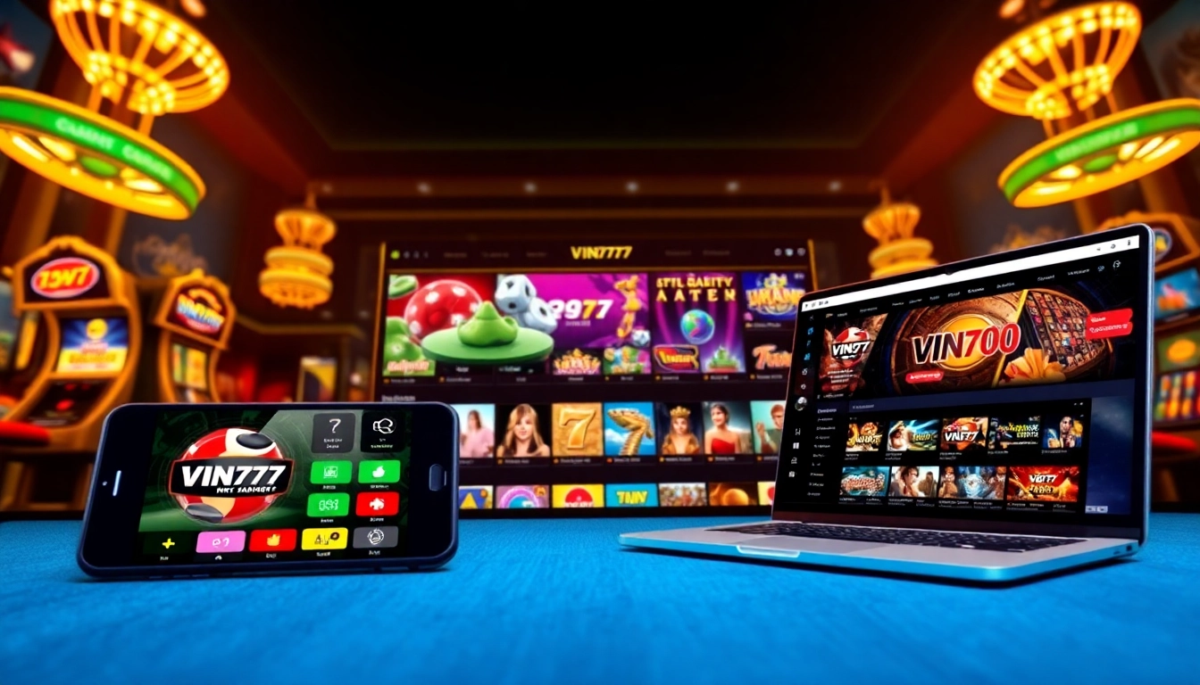 Engaging online gambling interface with vin777.gb.net showcasing diverse gaming options and vibrant colors.