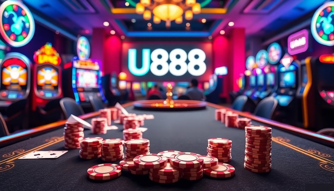 Experience the thrilling gaming moments at U888 with vibrant casino tables and exciting online gaming.