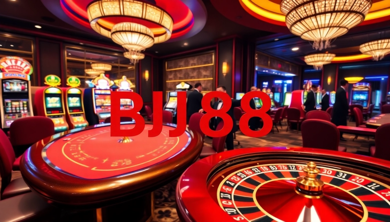 Experience high-stakes action at BJ88's lavish casino, featuring poker, slots, and roulette.