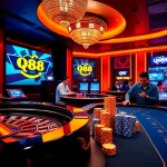 Experience thrilling betting action at QH88 online casino with poker chips and roulette.