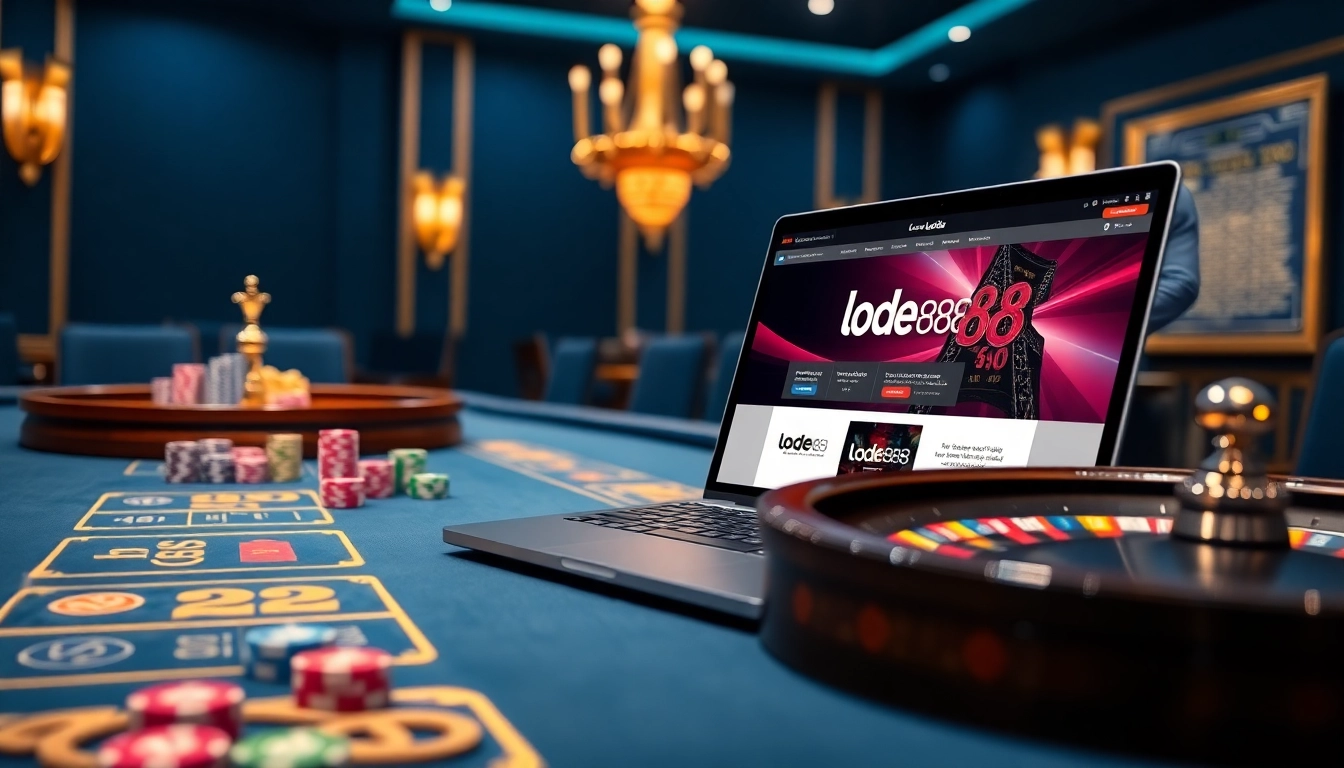 Engaging lode88 online gambling scene featuring vibrant casino elements and a captivating interface.