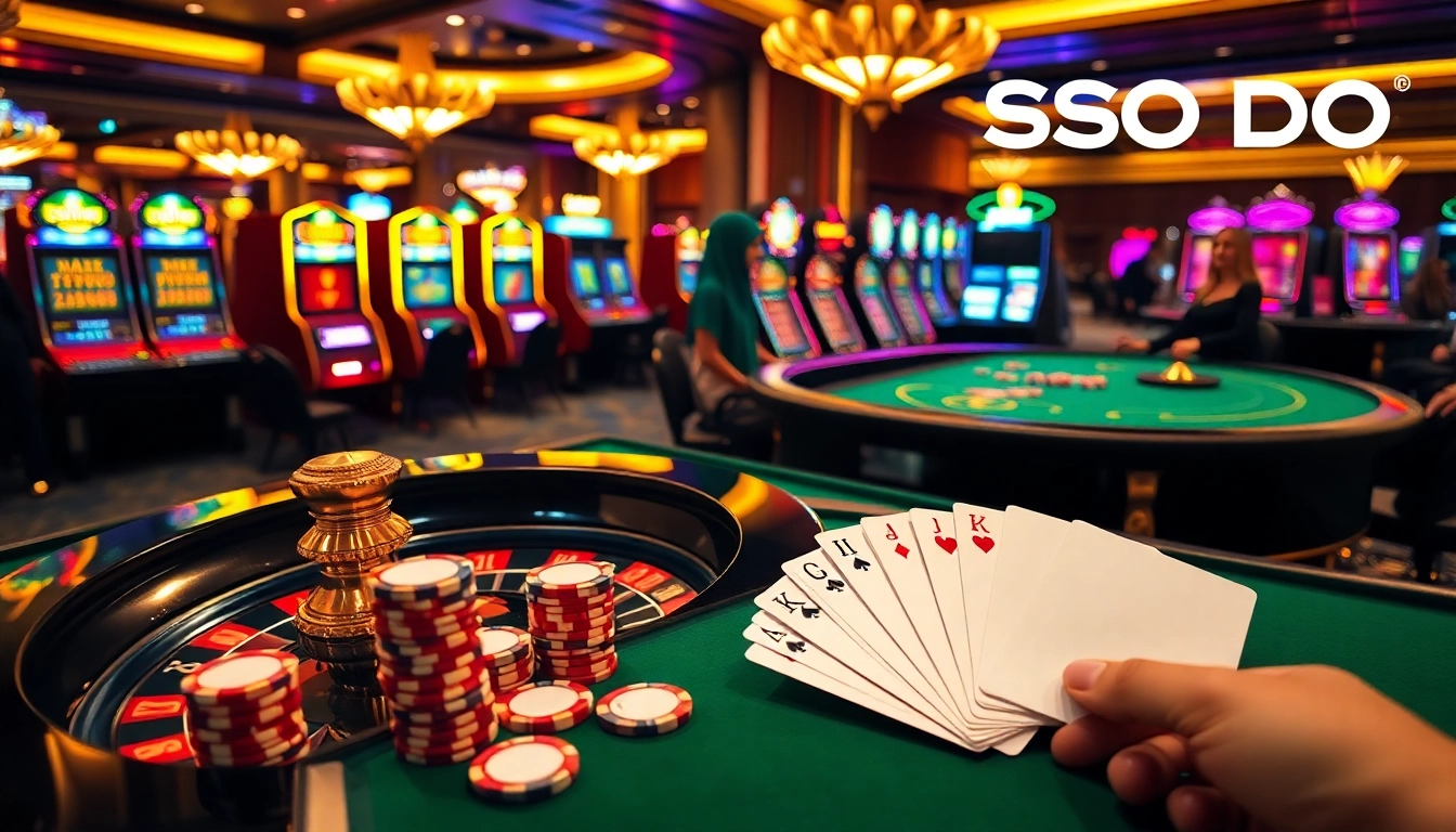SODO Casino's vibrant roulette table scene with poker chips and cards in play.