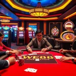Experience the excitement of WE88 with players enjoying high-stakes poker at a luxurious casino table.