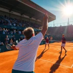 Dynamic tennis match at OPEN88, showcasing players in action and vibrant atmosphere.