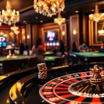 Engaging casino scene with BDTK66 themes showcasing a roulette wheel and players immersed in high-stakes games.