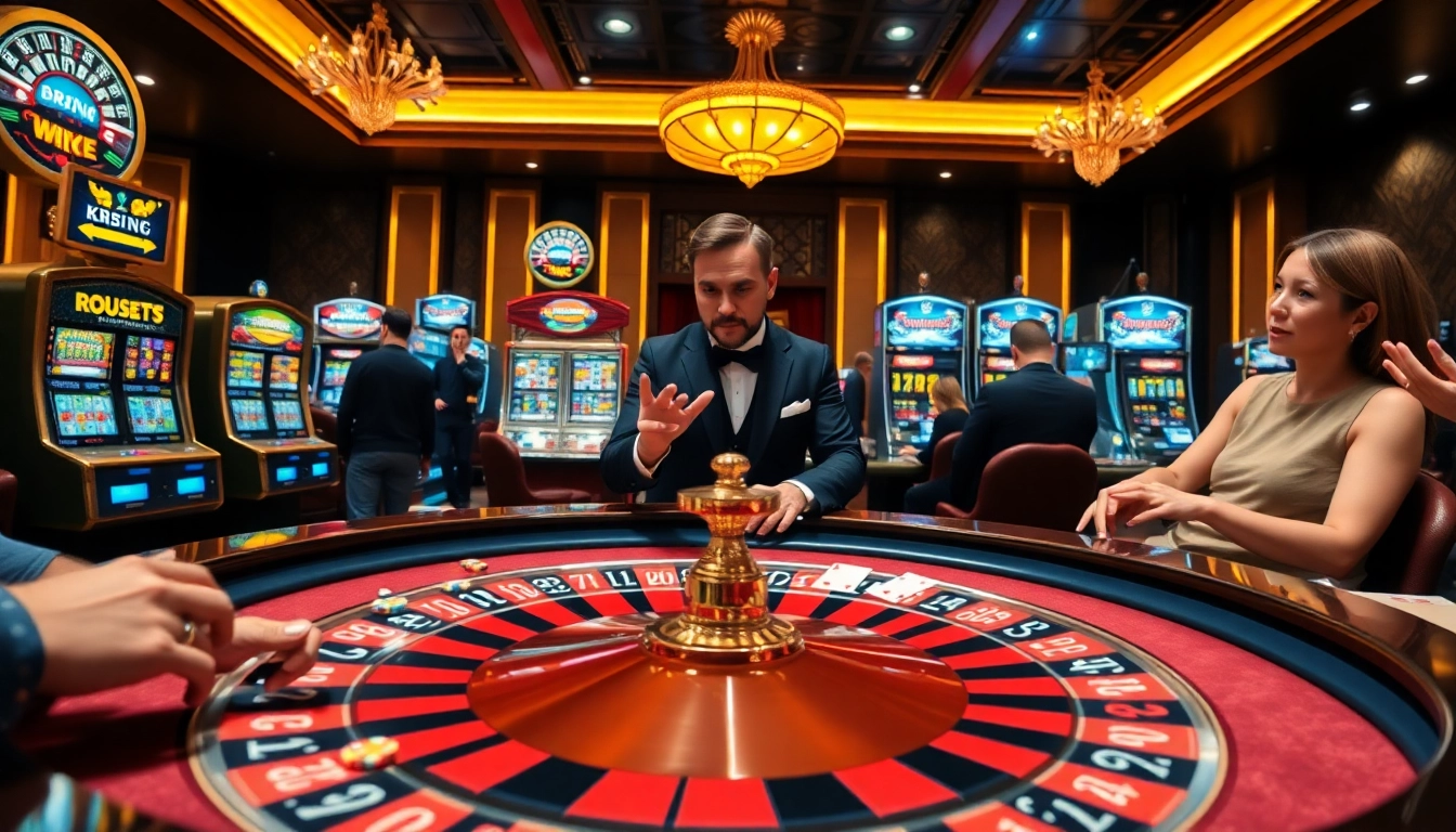 Engaged players exploring the excitement of gambling at https://lu88vip.net/ in a vibrant casino scene.