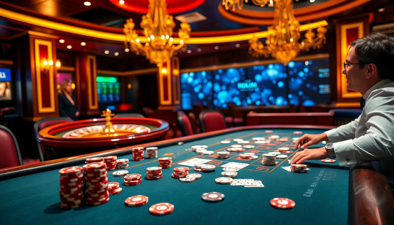 Engage in a thrilling 99win game experience at a luxurious casino table.