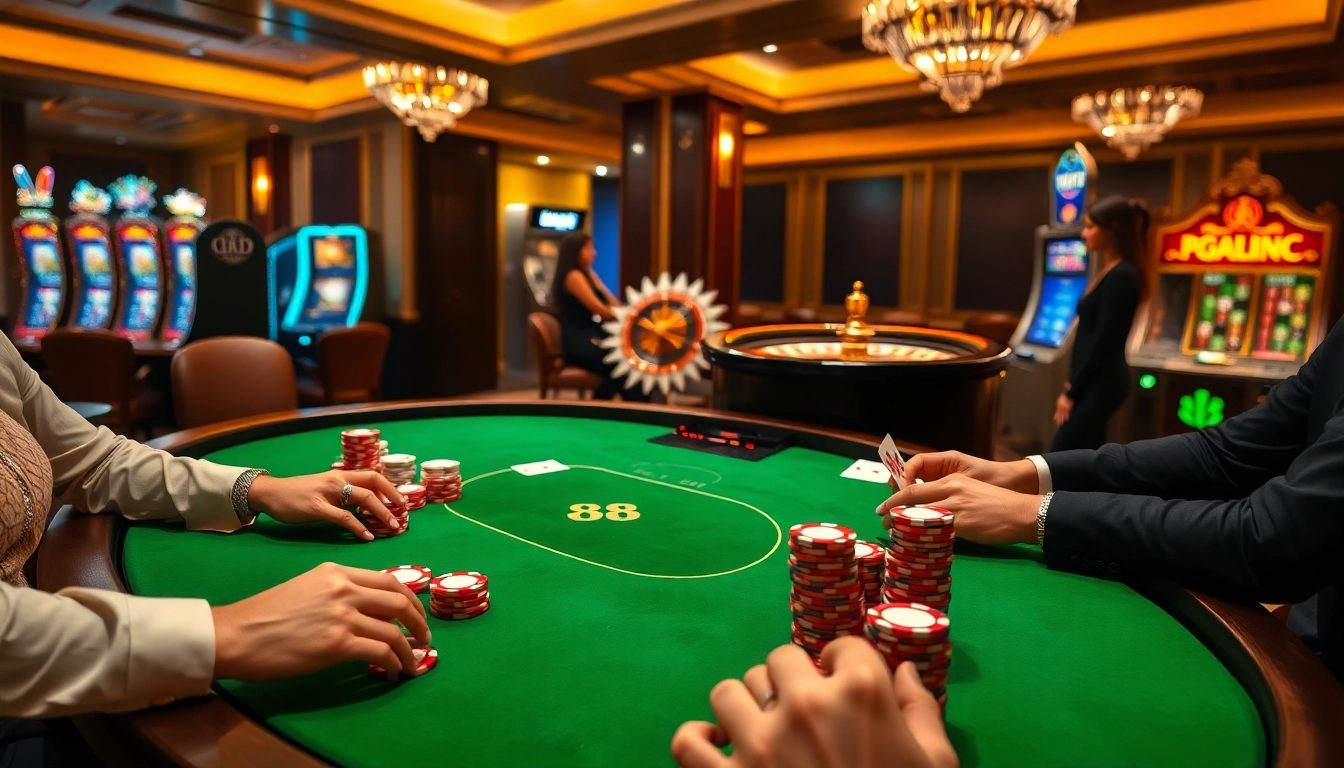 Experience King 88 excitement at a luxurious casino table with poker chips and cards.
