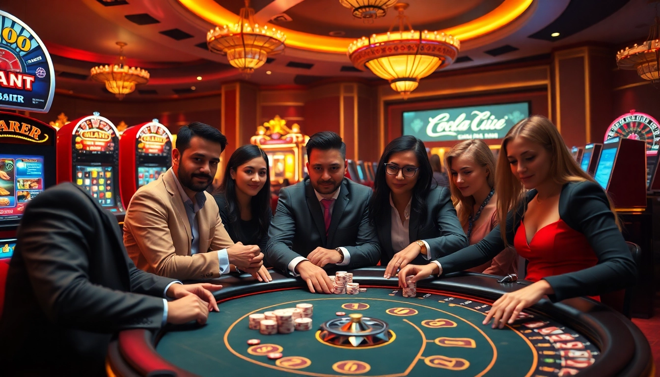 Experience thrilling poker action at https://77ball.org/ surrounded by vibrant casino excitement.