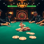 Players at ABC 8 poker table showcase high-stakes excitement with vibrant chips and cards.