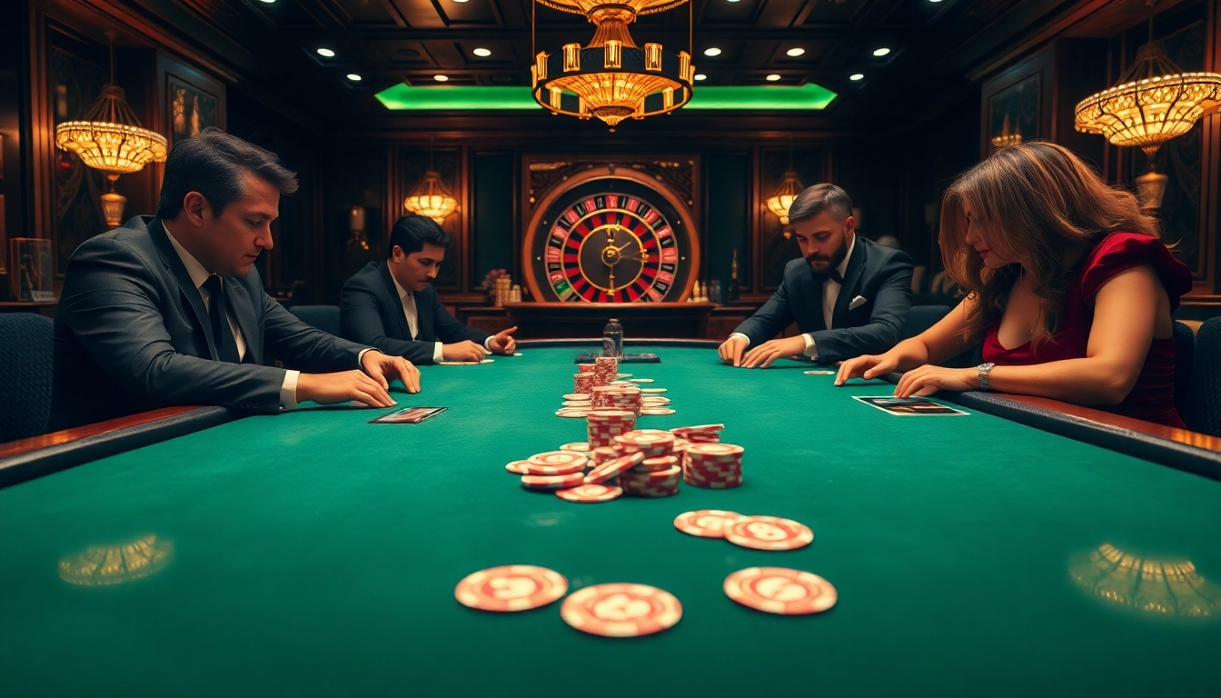 Players at ABC 8 poker table showcase high-stakes excitement with vibrant chips and cards.