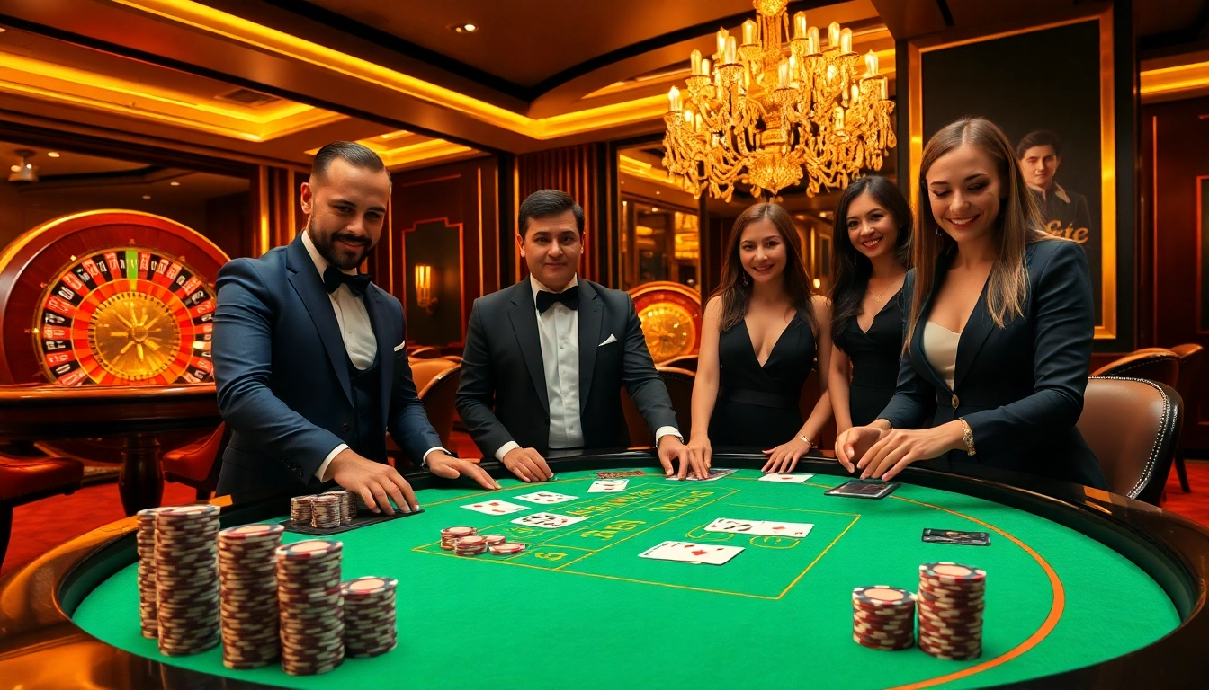 Experience a winning moment at da88's blackjack table with sleek poker chips and elegant players.