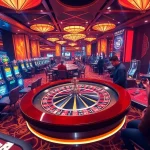 Players enjoying high-stakes gambling experiences at an nk88 casino with luxury decor