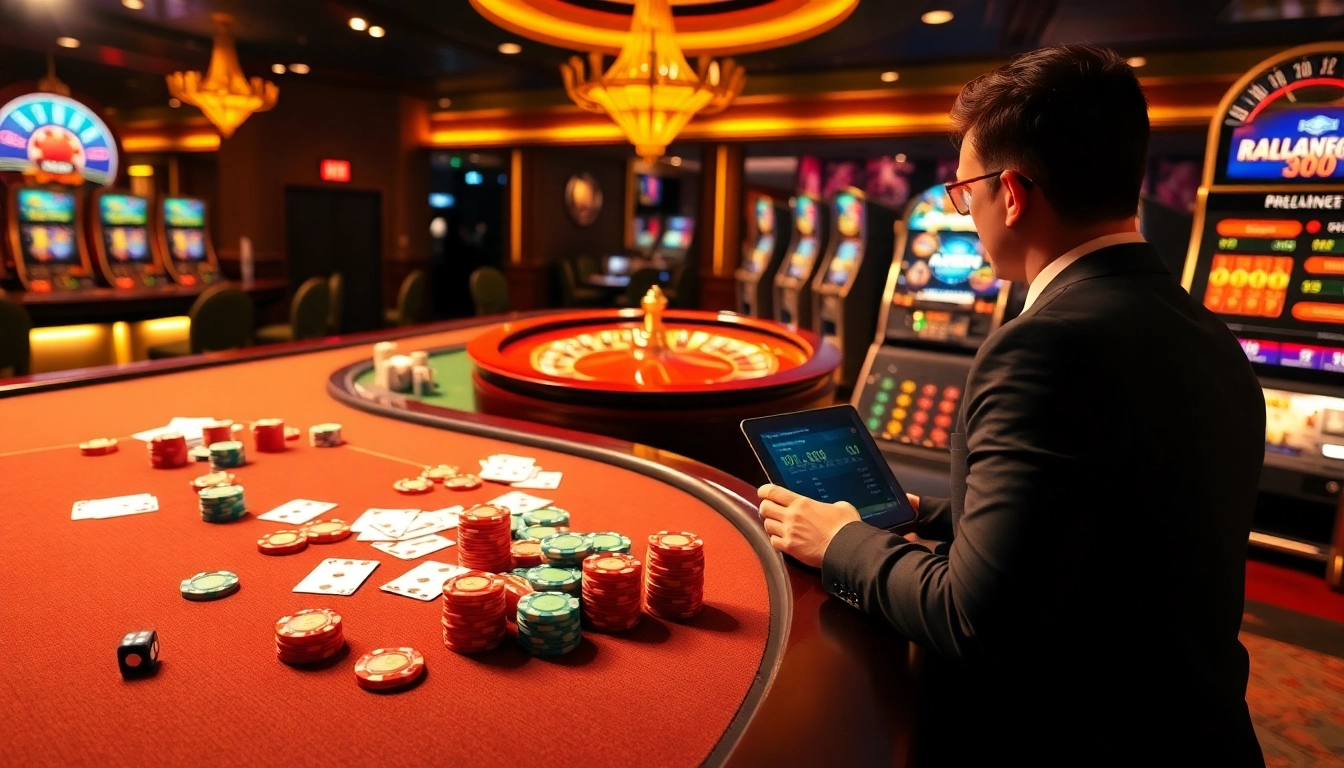 Join thrilling games at XX88's luxurious casino with vibrant tables and modern slot machines.