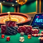 Betting strategies at a luxurious casino table showcasing fun79-style wagers and colorful chips.