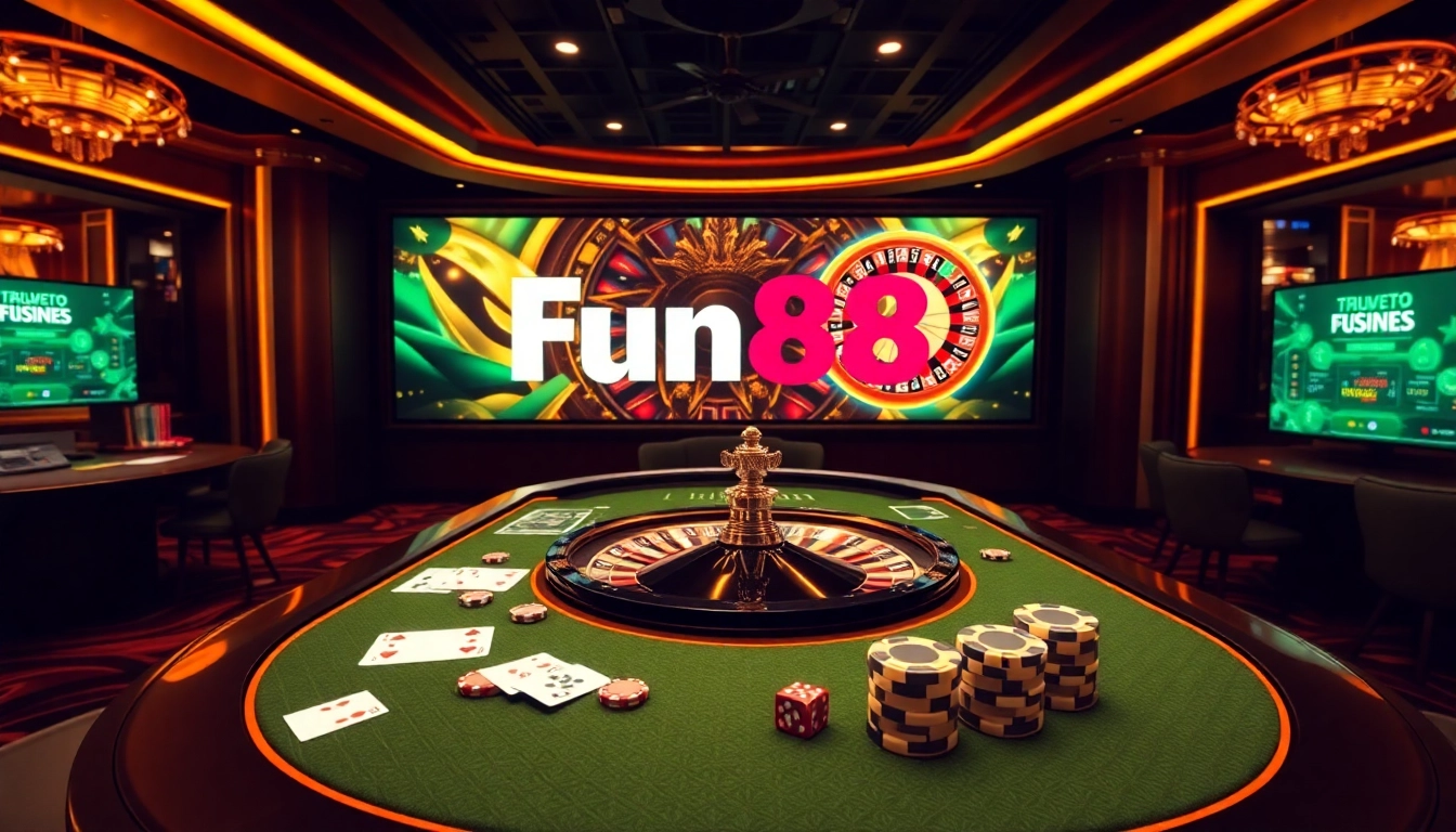 Fun88 users engaging in exciting casino gameplay with vibrant tables and betting activity.
