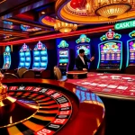 Exciting roulette action at Luck8 casino, showcasing vibrant chips and a dynamic gaming atmosphere.