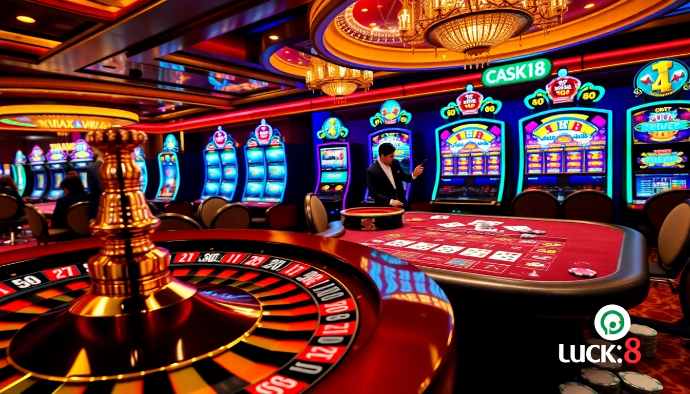 Exciting roulette action at Luck8 casino, showcasing vibrant chips and a dynamic gaming atmosphere.