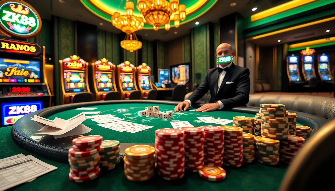 Experience thrilling games at https://zk88.club/ with high-stakes poker and vibrant slot machines enticing players.