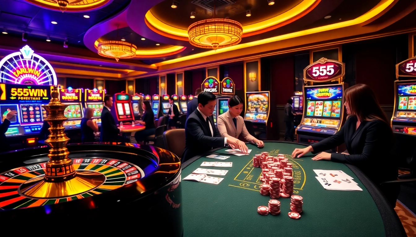 Experience the excitement of casino games at 555WIN with dynamic casino visuals.