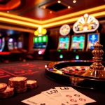 Experience the thrill of gambling with LC88 on a vibrant casino floor featuring dynamic gaming elements.