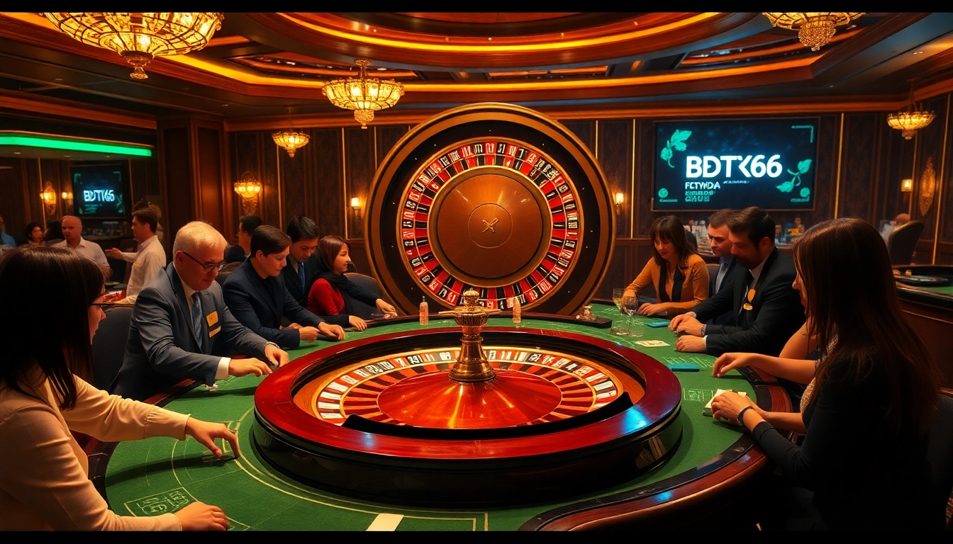 Experience thrilling bets with BDTK66 at the vibrant casino roulette table.