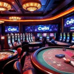 Cwin online casino scene with vibrant games, players, and a professional atmosphere.
