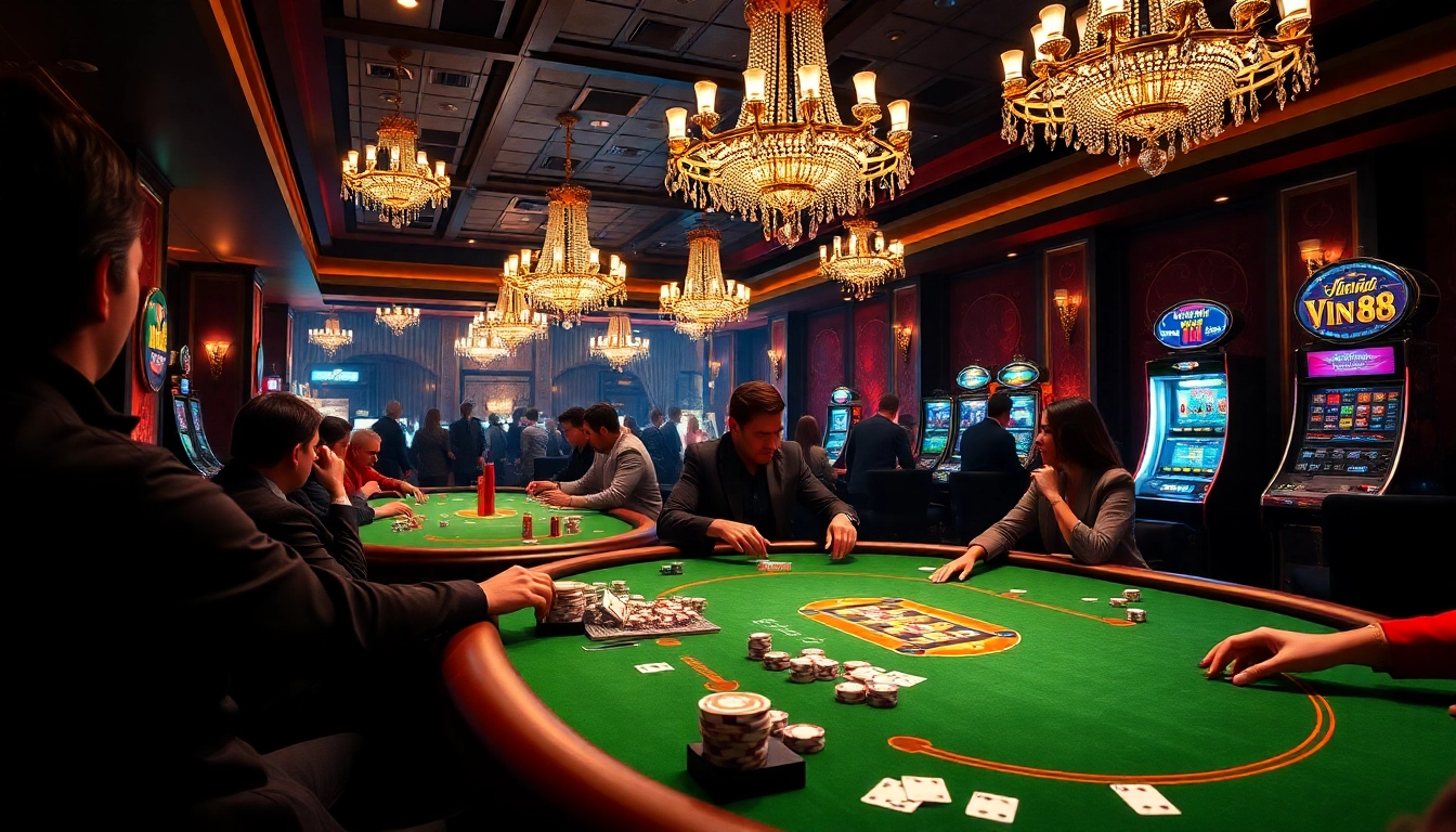 Experience the excitement of vin 88 at a luxury casino poker table filled with chips and cards.