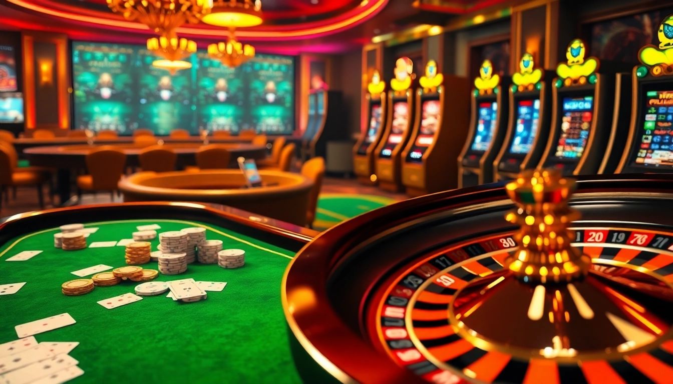 Engaging gambling scene featuring rikvip poker chips and a roulette wheel, exuding luxury and excitement.