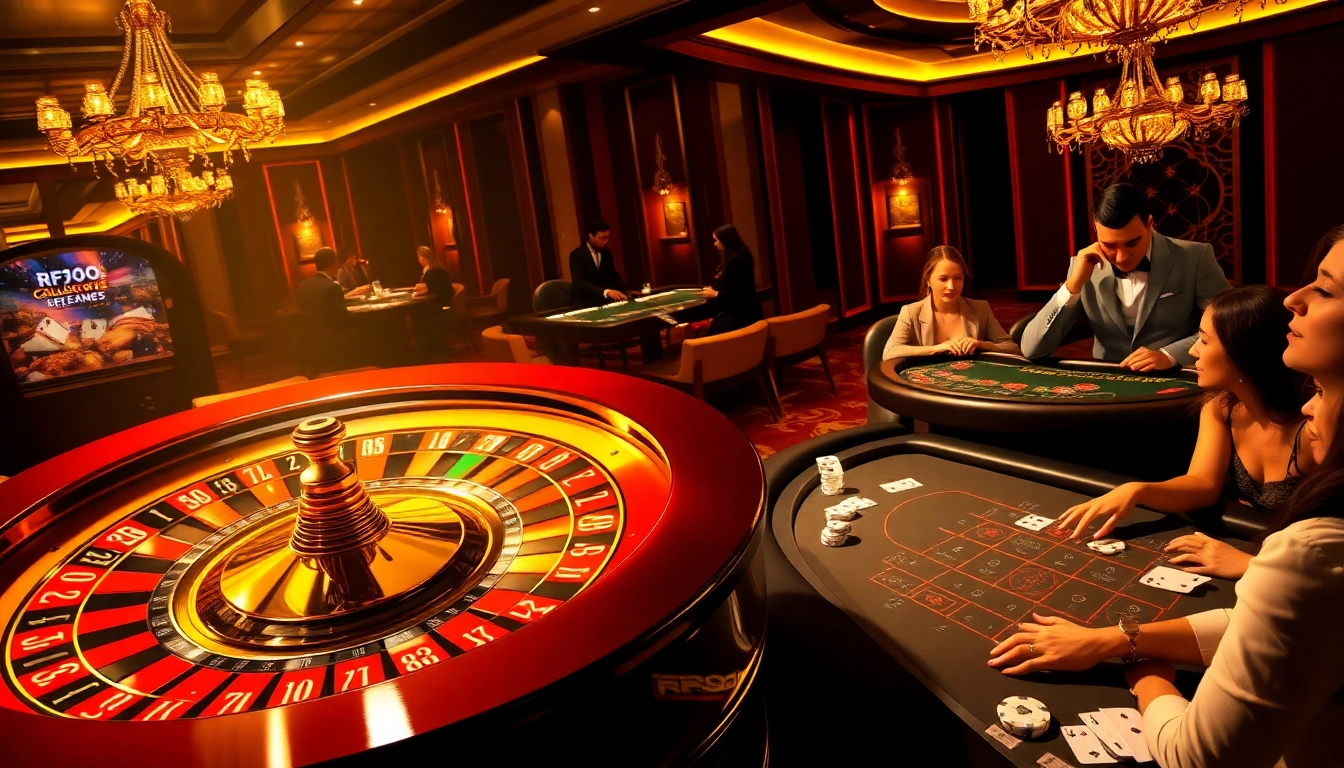 Experience thrilling gameplay with rr99 at a luxurious casino table under dazzling lights.