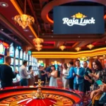 Experience thrilling gameplay at Raja Luck with vibrant slot machines and engaging roulette tables.