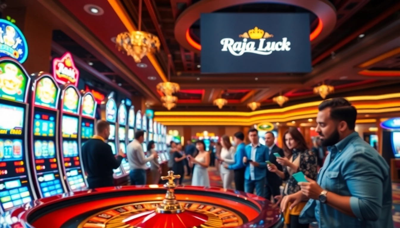 Experience thrilling gameplay at Raja Luck with vibrant slot machines and engaging roulette tables.