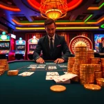 Experience thrilling gaming action at tg88 casino, featuring vibrant tables, chips, and cards.