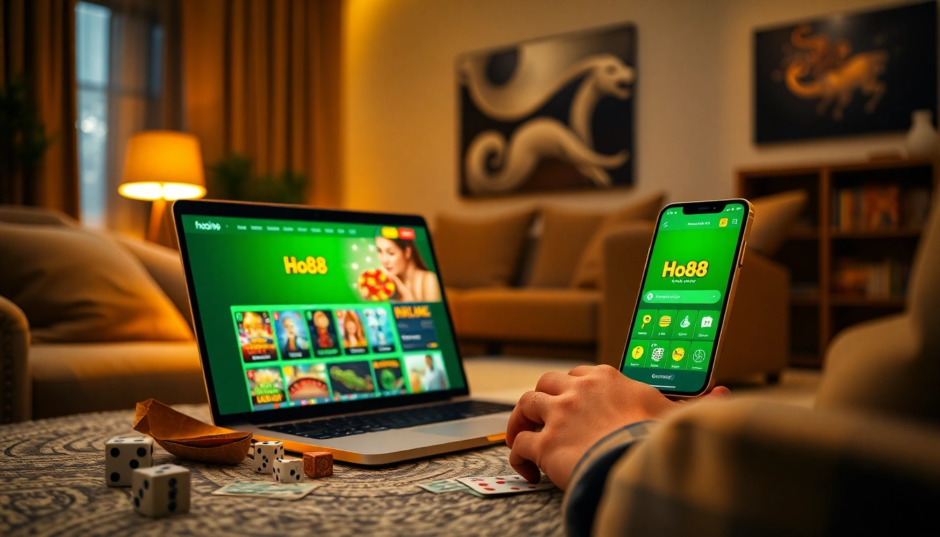 Exciting online gaming experience with Ho88 platform in a cozy setting.