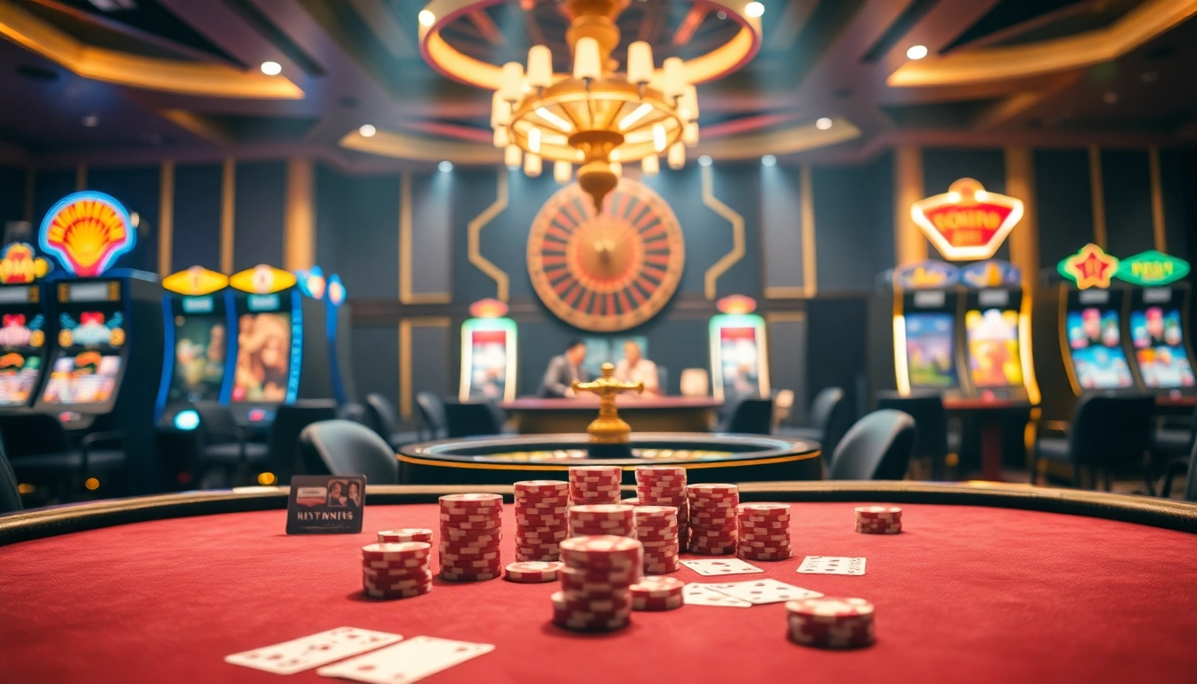 Experience the thrill of casino gaming with xo88's vibrant poker table and roulette wheel.