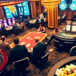 Luck8 casino experience: thrilling gameplay with vibrant slot machines and engaged players.