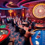 Experience the luxury of BL555 casino with players at engaging tables and vibrant slot machines.