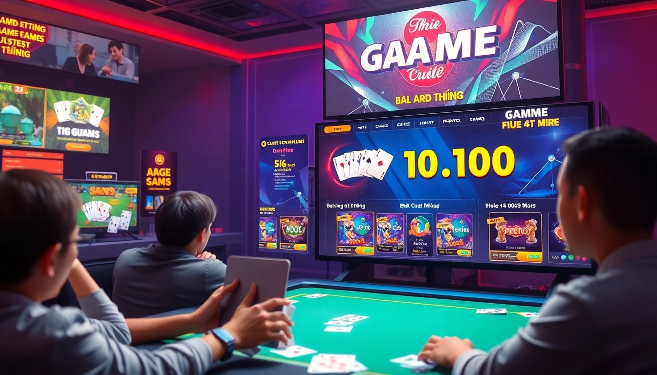 Engaging online gaming scene for game bài đổi thưởng with captivating graphics and players.