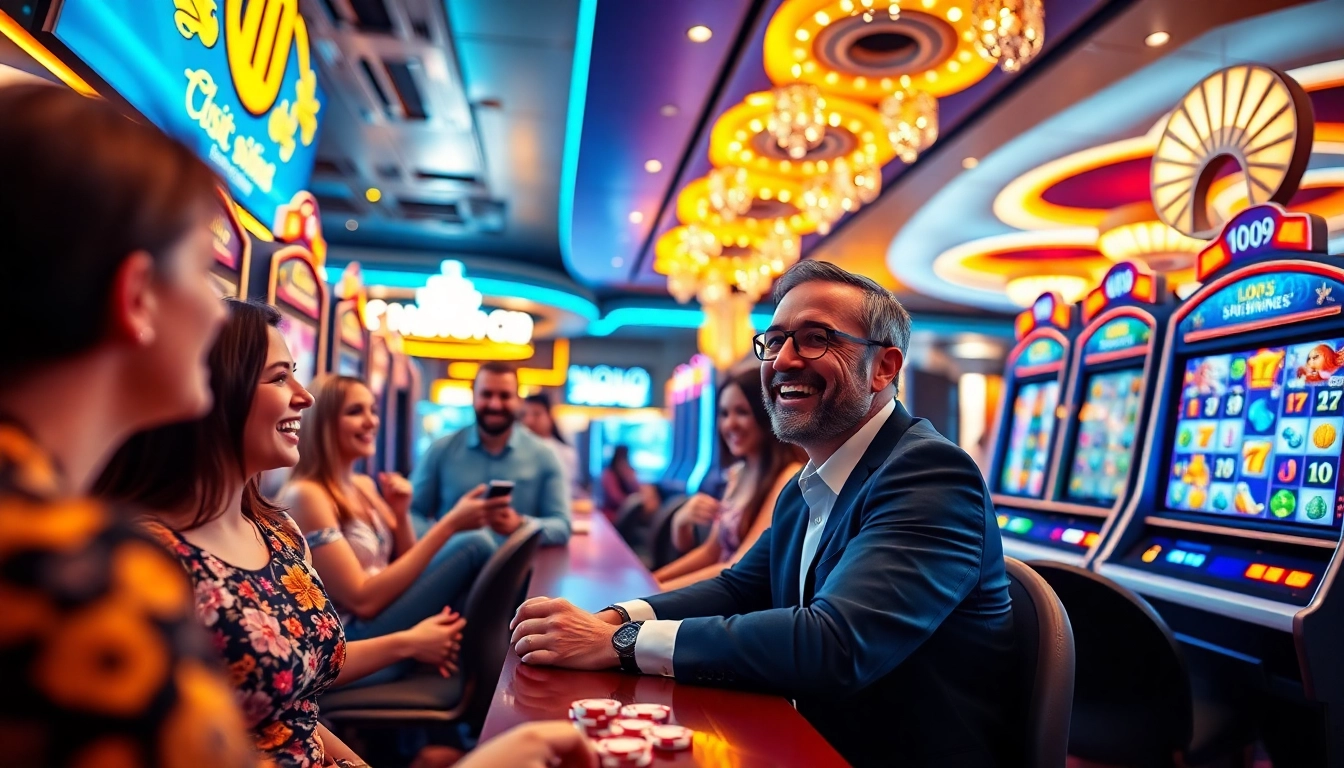 Nohu90 engaging digital casino scene highlighting diverse gaming experiences and user excitement