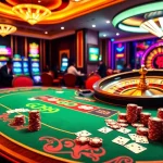 Engaging players enjoying a vibrant Go99-themed casino experience with poker chips and cards.