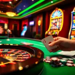 Action-packed gambling scene at https://lc88.video/ with poker, roulette, and vibrant slot machines.