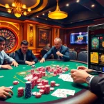 33Win poker players engaging in exciting gameplay surrounded by vibrant gambling elements.