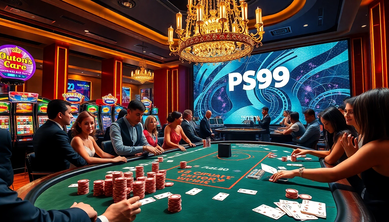 Experience the thrill of PS99 at a vibrant casino table with lively players.