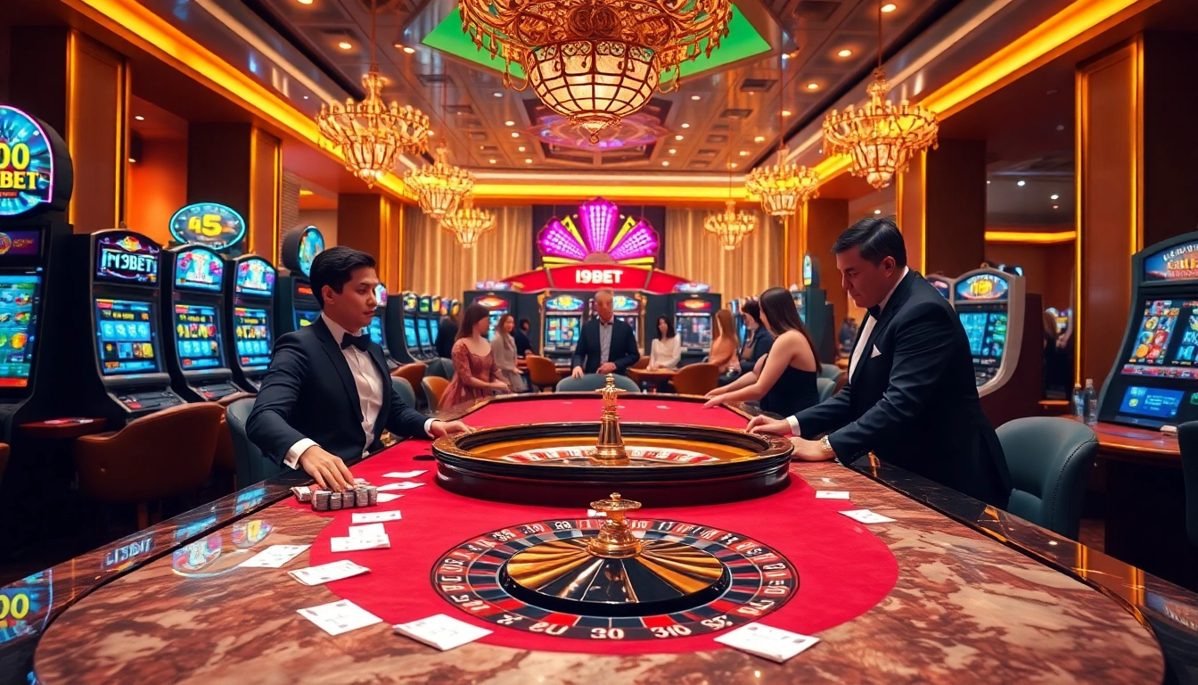 Experience the thrill of I9BET at a vibrant casino table with professional gamblers.