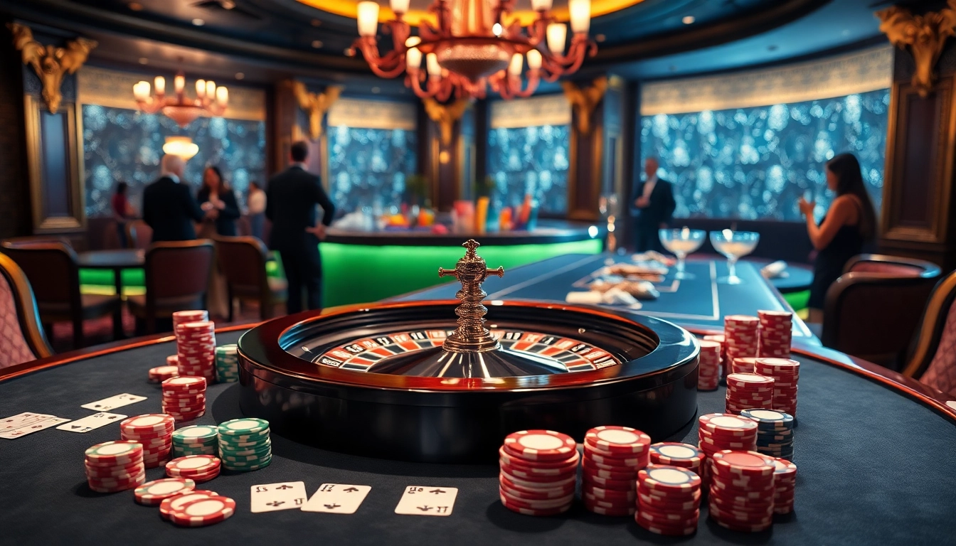 Engage with the thrilling casino atmosphere featuring HU88 roulette tables and vibrant chips.