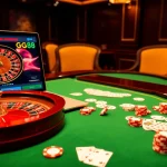 Gamblers engaging with GG88 online casino features on an elegant table setup.