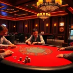 Engaging poker players enjoying a thrilling game at say88 casino's luxury table.