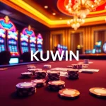 KUWIN casino table filled with poker chips and cards, capturing the excitement of gambling.