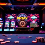 Experience thrilling gameplay with PHTAYA in a vibrant online casino setting, featuring advanced gaming tables and slot machines.